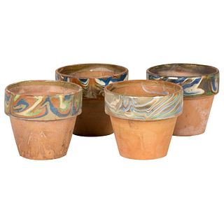 Decorated and Glazed Rim Pots from 1960s, England