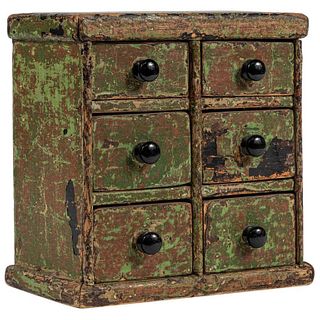 19th Century Painted Wooden Box with Drawers
