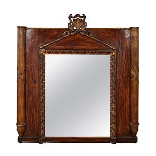 Carved Giltwood and Faux Bois Painted Mirror from Early 19th Century, France