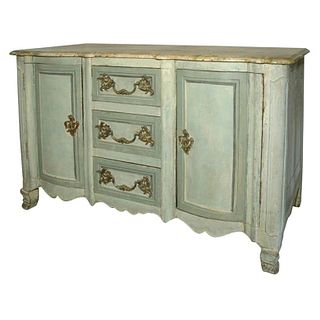 Mid-18th Century French Normandy Painted Buffet with Faux Marble Top