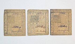 Three James Adams Delaware Colonial Currency Notes