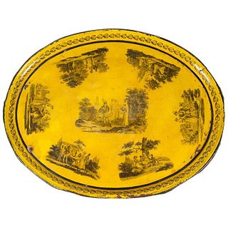 Early 19th Century Hand Painted Yellow Tole Tray