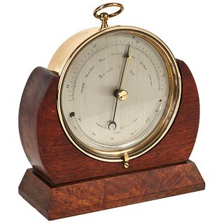 Brass Barometer Resting in a Wood Base from 19th Century England