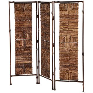 Metal and Rattan Screen or Room Divider from England