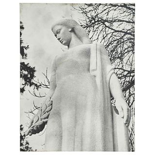 Large Black and White Photograph of Female Sculpture