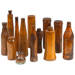 Collection of Wooden Bottle Molds from the John Lumb and Co. Glassworks