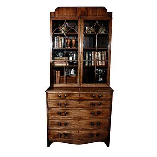1840s English Mahogany Secretary Bookcase