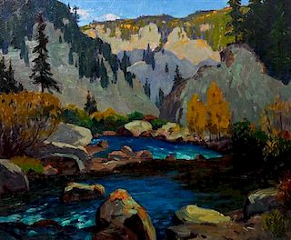Ferdinand Kaufmann, (German, 1864-1942), Late Afternoon, Platte Canyon