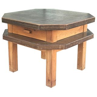 Spanish Mid Century Modern Octagonal Side or Center Table in Walnut