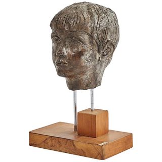 Early 20th Century Carved Plaster Bust on Walnut Stand