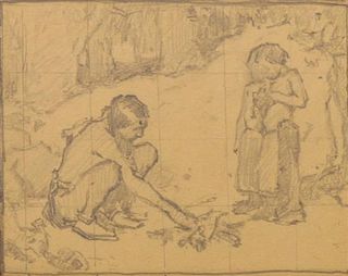 Eanger Irving Couse, (American, 1866-1936), Camp Fire Study