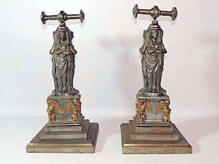 Pair of Egyptian-Revival Andirons