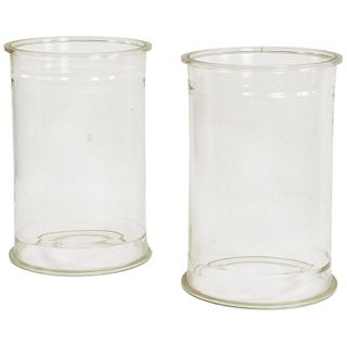 Early 20th Century Pair of Glass Cylinders or Plinths