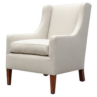 "Alfie" by Lee Stanton Upholstered Arm Chair in Belgium Linen or Custom Fabric