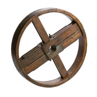 Antique French Industrial Wooden Wheel