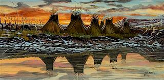 Fred Beaver, (American, 1911-1980), Landscape at Sunset, 1980