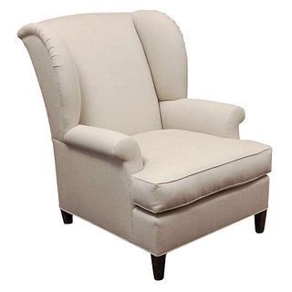 "Worrell" by Lee Stanton English Wing Chair in Belgian Linen or Custom Fabric