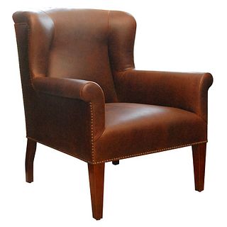 "Halstead" by Lee Stanton Wingback Chair Upholstered in Leather