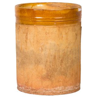 Early 20th Century Yellow Banded Clay Pot
