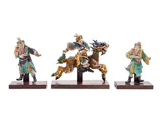 Three Chinese Painted Pottery Figures