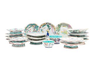 A Collection of 20 Chinese Famille Rose 'Figure' Porcelain Serving Dishes