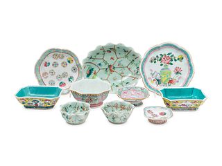 A Group of 20 Chinese Famille Rose Porcelain Serving Dishes