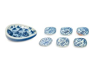 Seven Chinese Blue and White Porcelain Articles