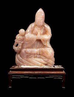 Five Chinese Carved Hardstone Figures of Immortals