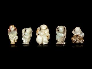 Five Chinese Hardstone Figures of Boys