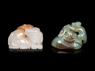 Two Chinese Carved Hardstone Figures of Animals