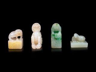 Four Chinese Jade and Jadeite Carvings of Animals