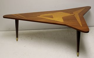 Midcentury Sculpted & Inlaid Coffee Table.
