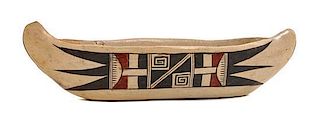 A Hopi Polychrome Canoe, Nampeyo Family Length 10 inches.