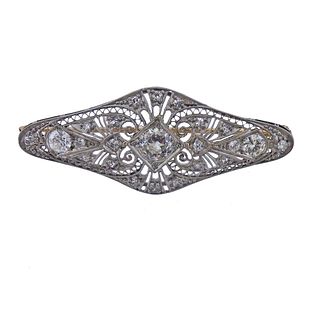 Art Deco Platinum Old Mine Diamond Brooch Pin