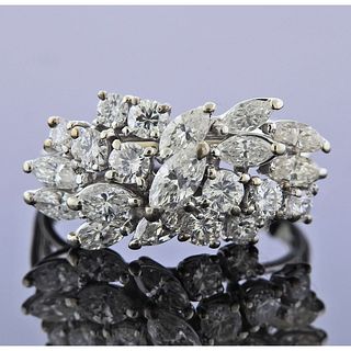 1950s Mid Century 14k Gold Diamond Cluster Ring
