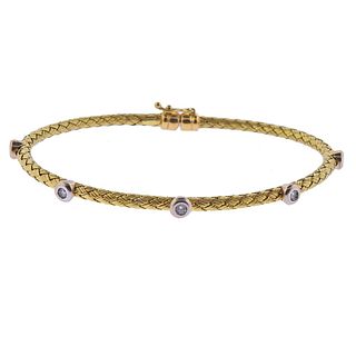 Italian 18K Gold Diamond Wrap Bangle Bracelet 