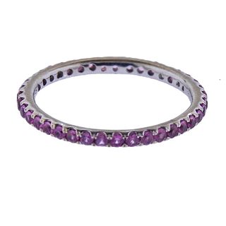 14k Gold Pink Sapphire Eternity Band Ring