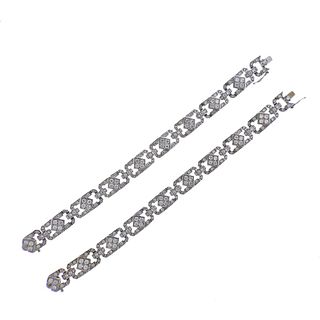 Vintage 14k Gold Diamond Choker Bracelet Necklace Set 