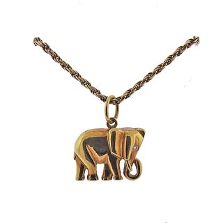 18k Gold Diamond Elephant 14k Gold Chain Necklace