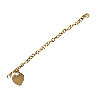 Tiffany & Co 18K Gold Heart Tag Charm Bracelet