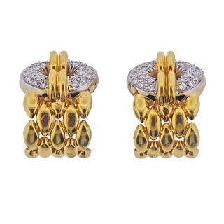 18K Gold Diamond Hoop Earrings