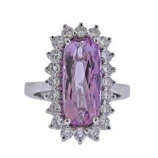 18k Gold Diamond Pink Gemstone Ring 