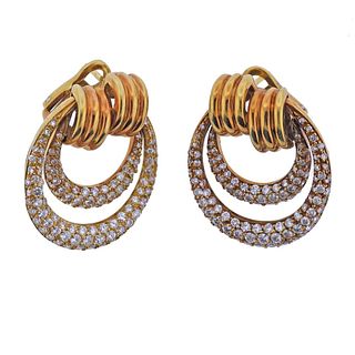 18k Gold Diamond Doorknocker Earrings