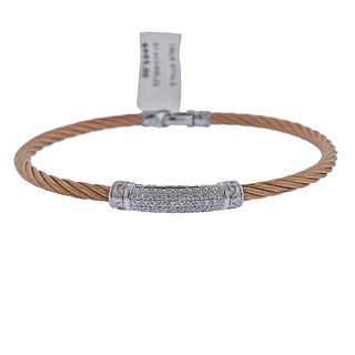 Charriol 18k Gold Steel Diamond Cable Bracelet 