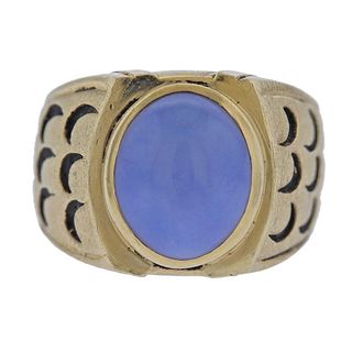 14k Gold 6.80ct Star Sapphire Cabochon Ring