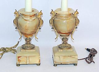 Pair of Louis XV-Style Onyx Lamps