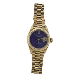 Rolex President Datejust Lapis Dial 18k Gold Watch 69178