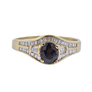 18K Gold Gemstone Diamond Ring