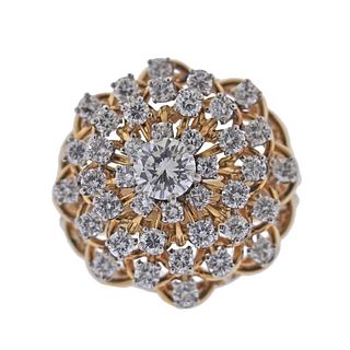 14k Gold Diamond Cluster Cocktail Ring
