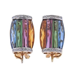 Bellarri 18k Gold Diamond Gemstone Earrings